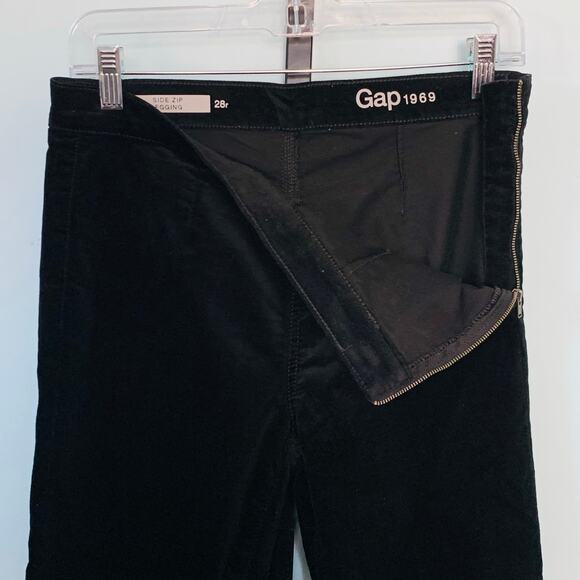 GAP Black Velvet Side Zip Leggings Regular Length Size 28R - Picture 4 of 8